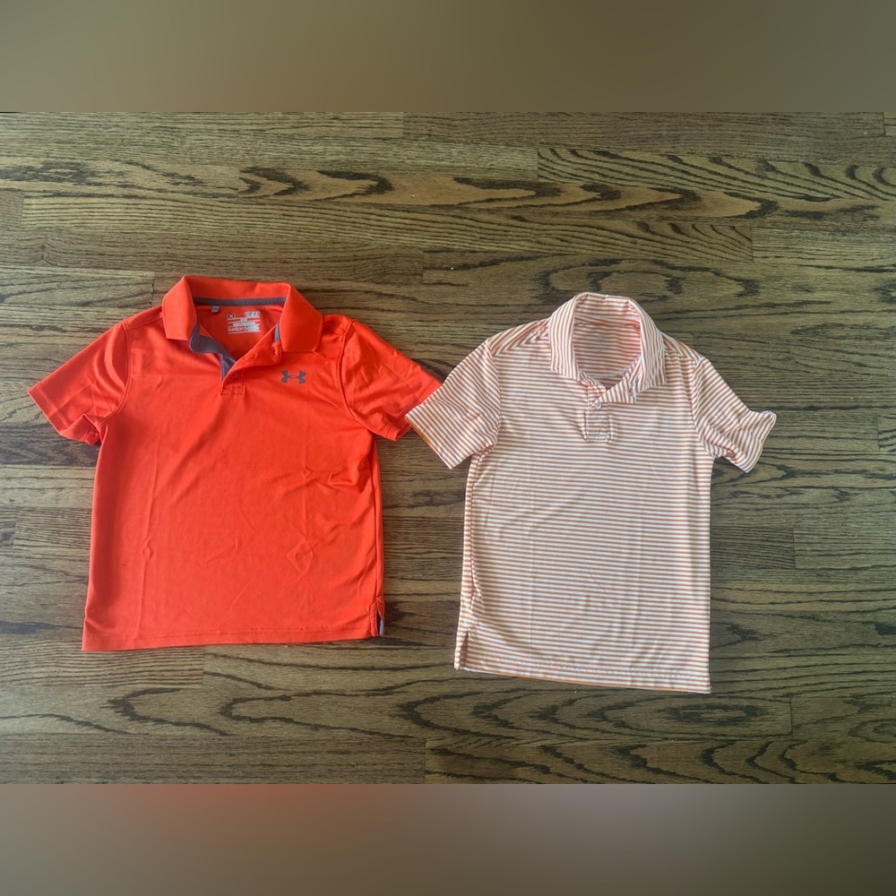 Boys Orange Short Sleeve Performance Polo Shirt Bundle